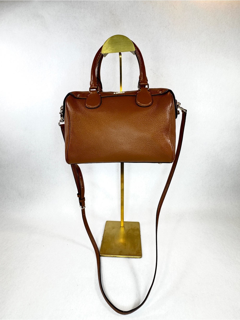 Coach Mini Bennett Satchel F36677 Pebbled Leather Saddle Brown Crossbody Bag